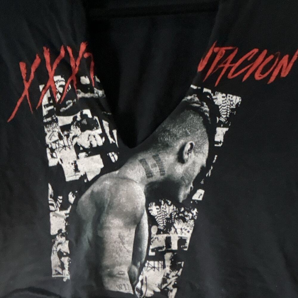 XXXTentacion Crop Top Womens Black Graphic Tee V Neck Streetwear Hip Hop - Picture 3 of 4